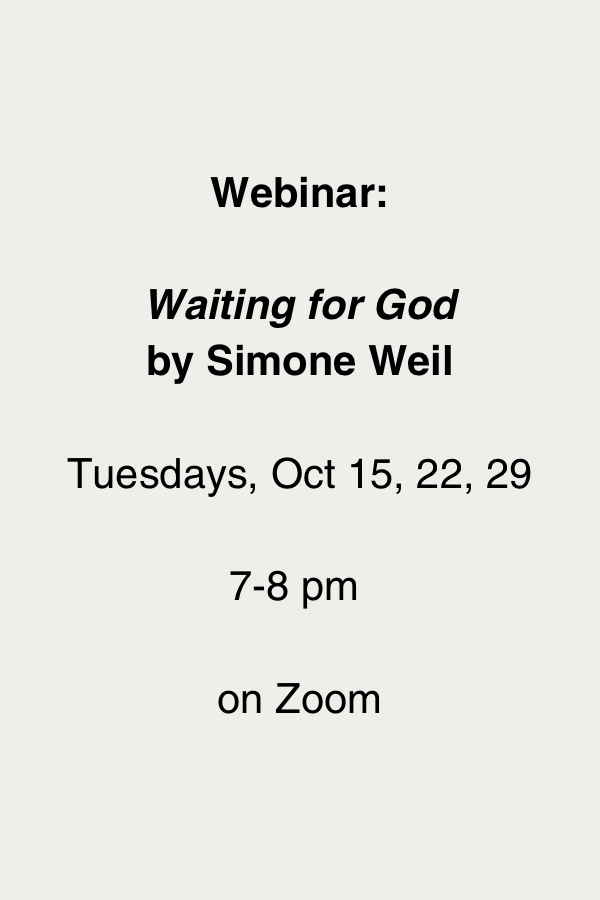 Online Seminar: The Philosophy of Simone Weil